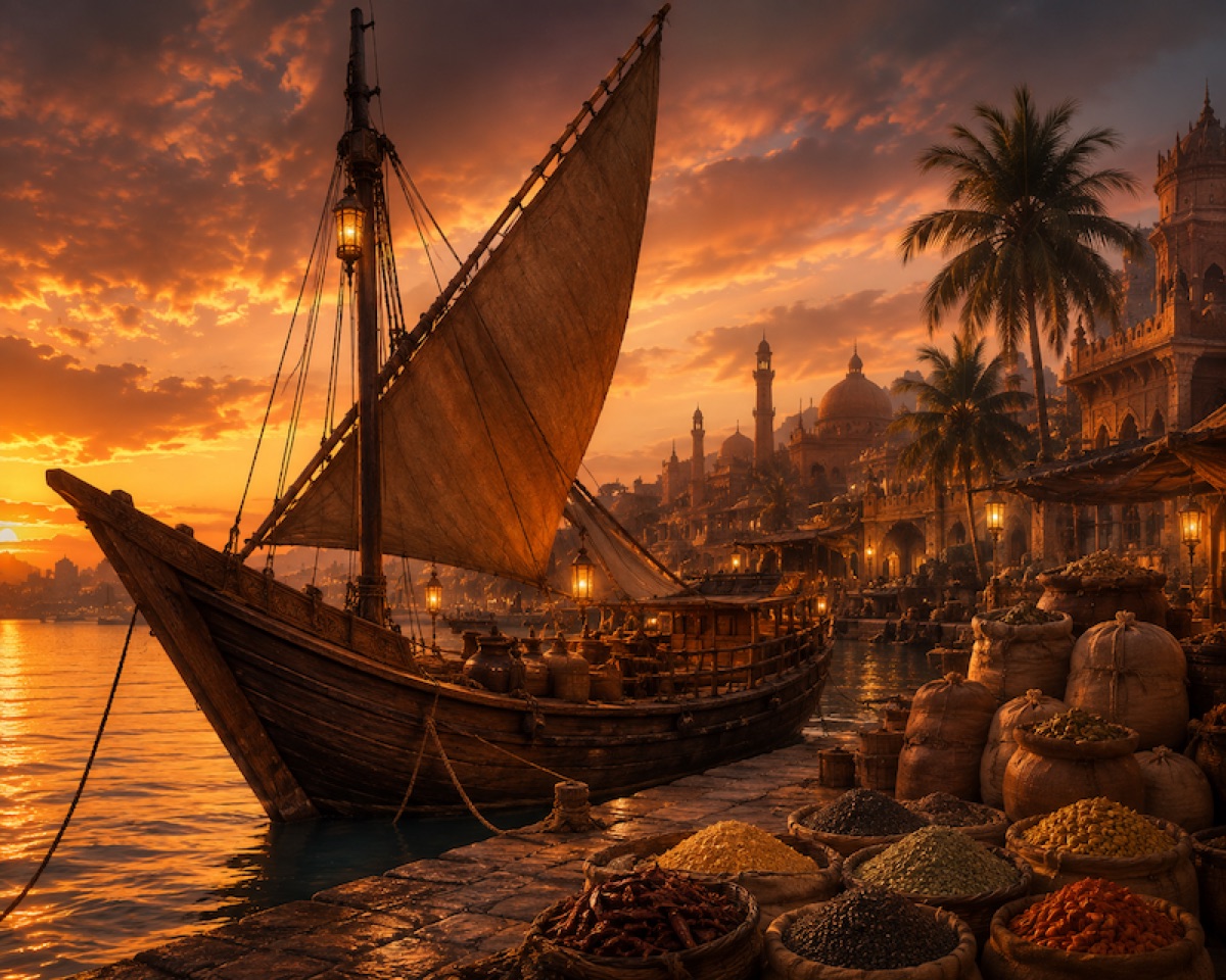 Arab dhow at the port of Kozhikode